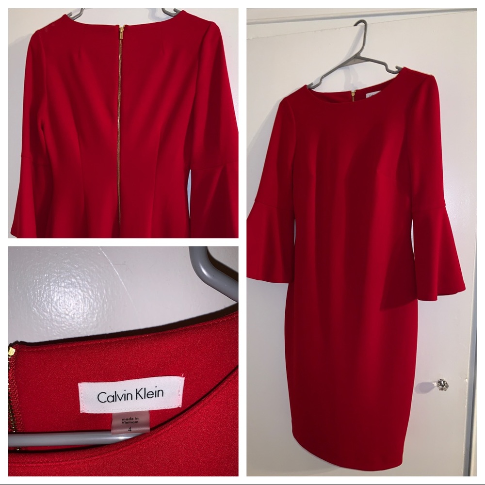Calvin Klein Size 4 Red Dress